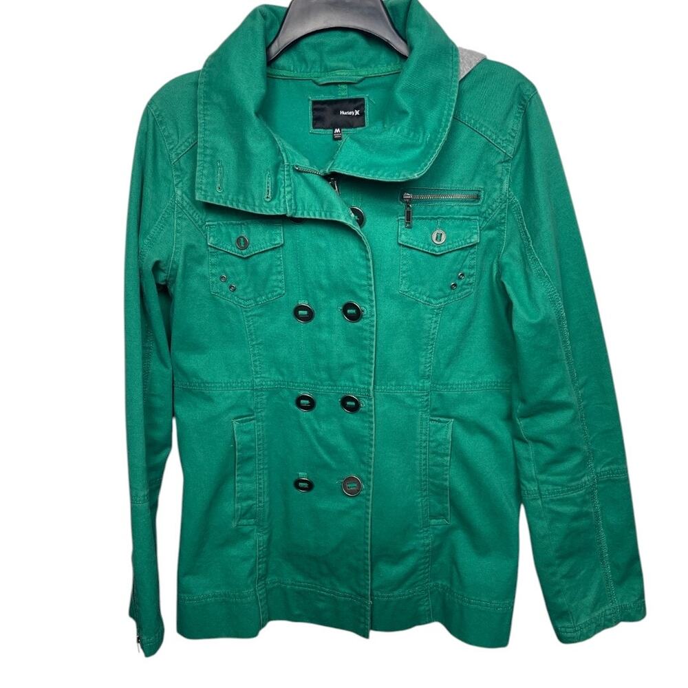 Hurley Green Double Breasted Hooded Jacket - Women’s Size Medium
